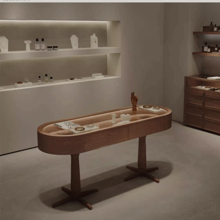 Gabinete de exhibición de joyas Gabinete de exhibición ovalada retro de moda Joyería Gabinete de joyería de plata Gabinete de mostrador boutique Nakajima