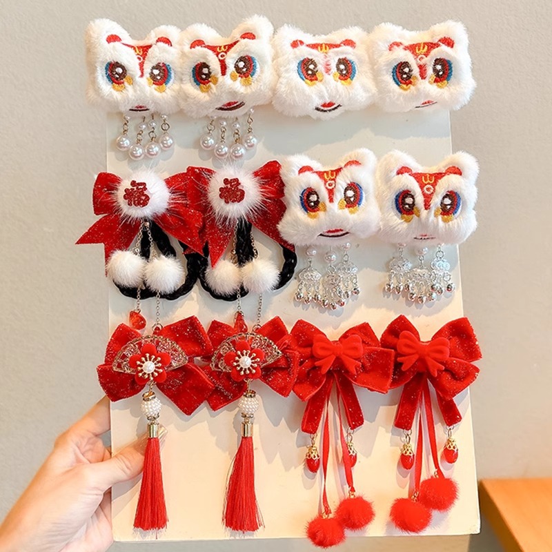 Ángora brocas de peluche rojas brocas de cabello para niños brocas de cabello de serpiente tarjeta de cabello de niña adornamientos de cabello de Año Nuevo al por mayor