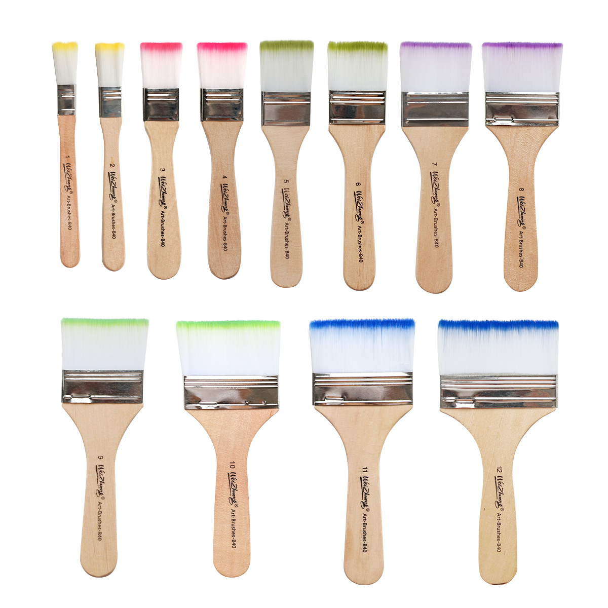Cepillos de pintura de nylon con mango de madera – para pintura al óleo, arte y niños.