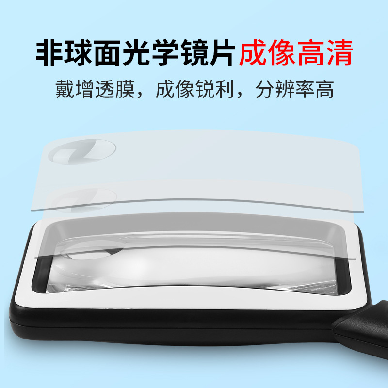 USB 充電式 HD 4X ハンドヘルドポータブル高齢者読書拡大鏡正方形 20 LED ライト 1311|undefined