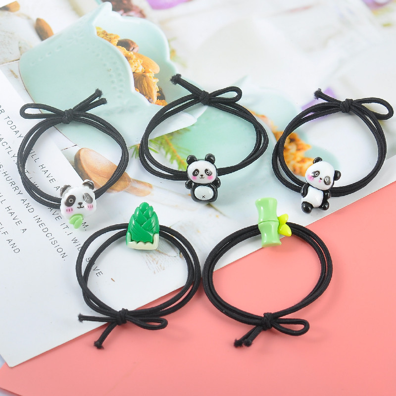 可爱熊猫头绳发饰 简约黑白橡皮筋不伤发小皮筋高弹力扎马尾发圈