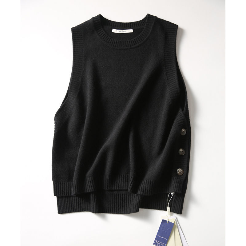 Chaleco suéter estilo coreano de las mujeres 2021 primavera y otoño nuevo suéter suelto cuello redondo sin mangas suéter exterior chaleco