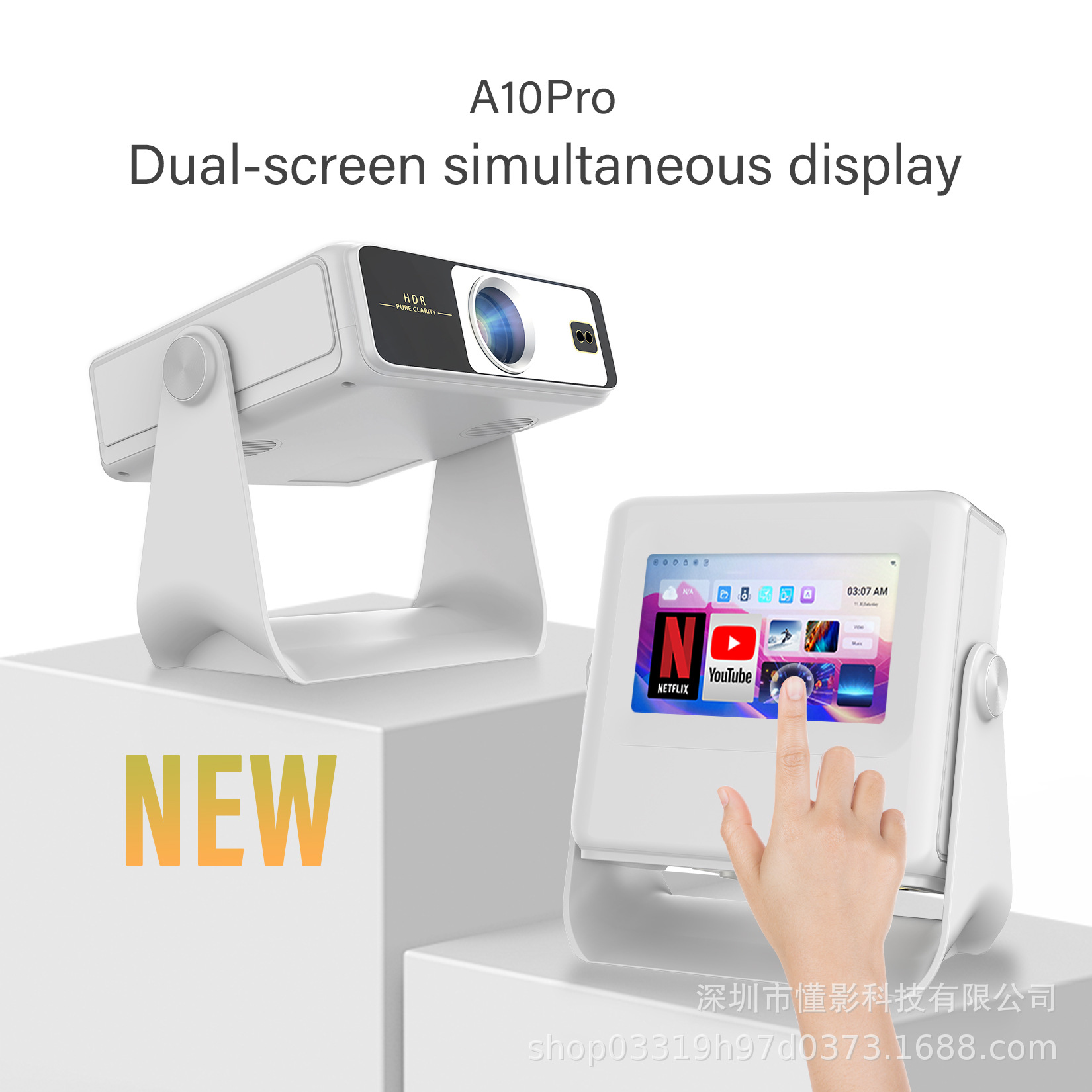 【Dual Screen Display】Dongying New Product A10Pro Projector Touch Control Foreign Trade Wholesale Factory Projector Large Screen