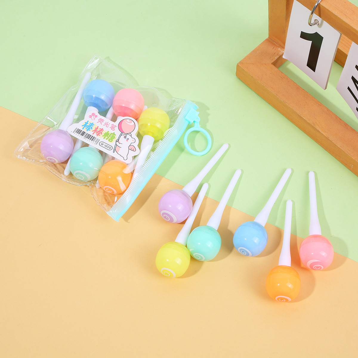 Lápiz resaltador de piruleta para niños con bolígrafo de mano de graffiti de bricolaje, bolígrafo de marcado clave para estudiantes, bolígrafo de regalo de jardín de infantes