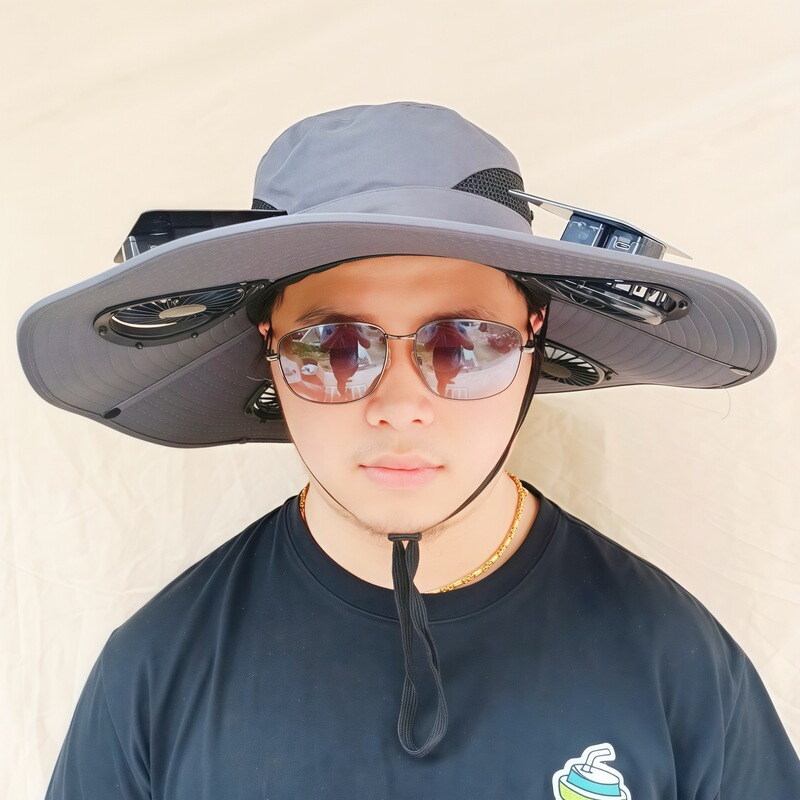 ソーラーファンキャップ釣り帽メンズアウトドア登山帽紫外線防止サンシェード漁師帽扇風機付き帽子|undefined