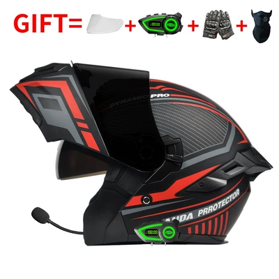Motosiklet kaskı (dəbilqə) – Factory - bluetooth-model-speedy-red-black-tea-mirror-hd-mirror-m-size-55-56-head-circumference
