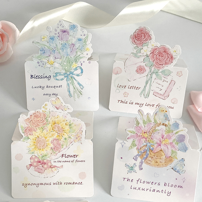 Three dimensional postcard, language cards for St. Valentine's Day, bouquet, Birthday gift 4