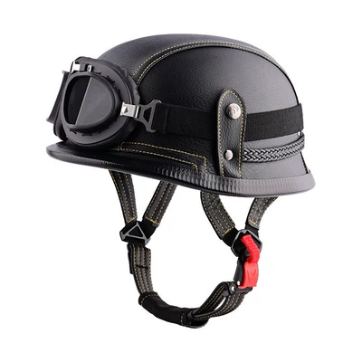 Motorcycle Helmet for Men and Women – Motosiklet kaskı (dəbilqə) - black-and-yellow-striped-black-framed-brown-tinted-sunglasses-m