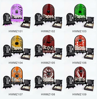 HWMZ101-109跨境万圣节婚礼宾客签名册木质签到牌亚克力留言摆件