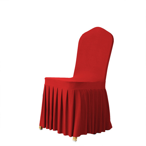 Banquet chair cover with thick elastic pleated skirt dining chair cover for wedding celebration hotel restaurant skirt hem hotel linen