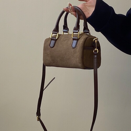 Korean Autumn/Winter New Retro Faux Fur Single Shoulder Crossbody Small Bag with Color Block Pillow Bag Boston Women's Handbag