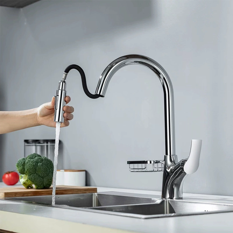 Промышленный латунный кухонный кран для подачи воды горячей и холодной, домашнее мытье посуды, раковина с телескопическим смесителем, кран