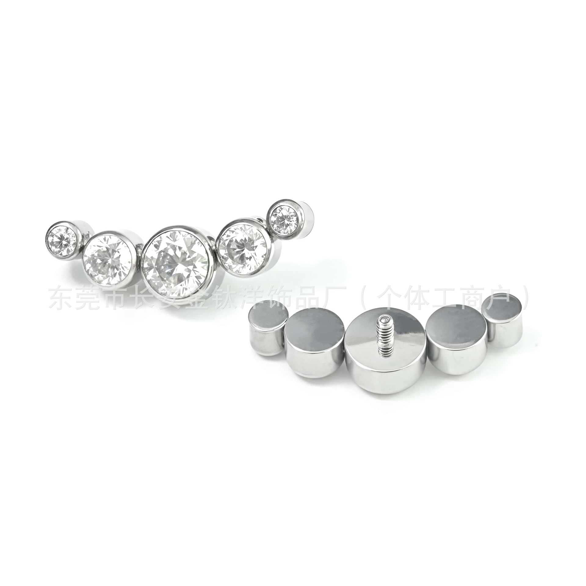 F136 Titanium Alloy Internally Threaded Czech Crystal Ear Studs, Lip Studs, Belly Button Studs, G23 Titanium Piercing Jewelry detail image 4