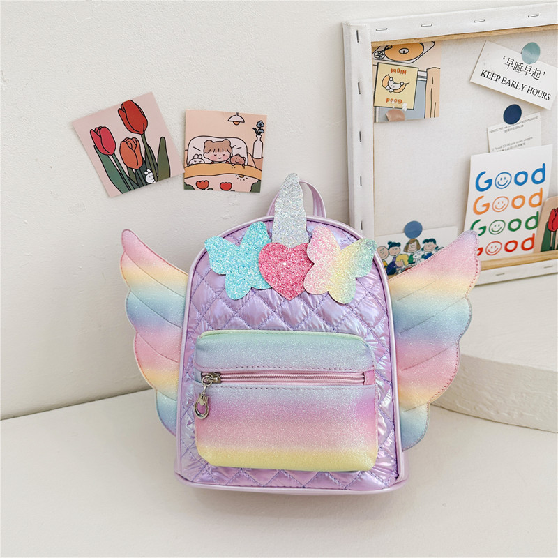 Arco de diamante extranjero bolsas escolares para bebés alas pequeñas de amor mochila de moda para niños y niñas mochila de sequillas de moda para niños