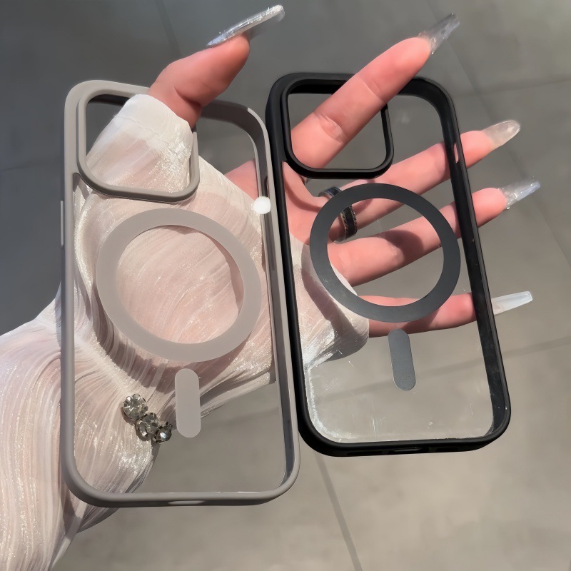 适用苹果17磁吸手机壳iphone14简约13男女款透明亚克力15pro防摔|undefined