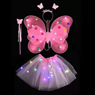 LDE发光双层蝴蝶翅膀儿童三件套演出服装道具玩具礼物