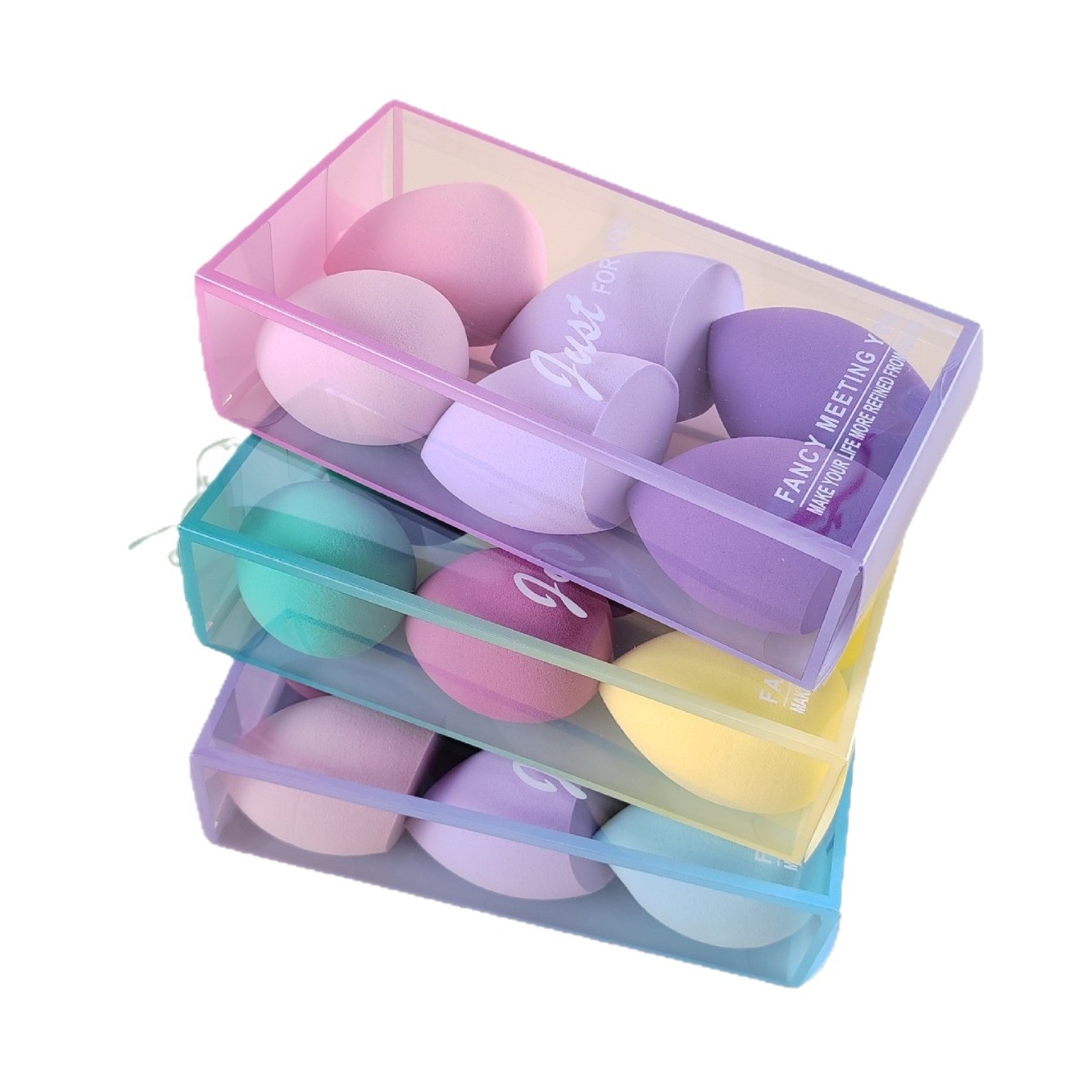Cosméticos de belleza UV impresa arco colgante mascota caja de almacenamiento transparente polvo de maquillaje huevo mascota caja de almacenamiento transparente