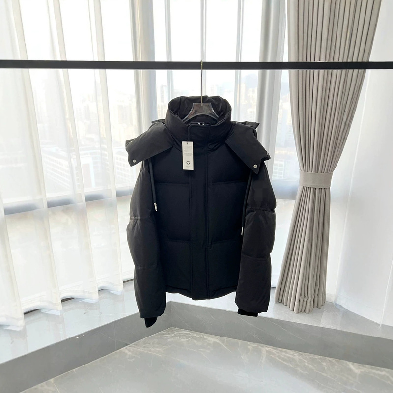 Cross-border Ami heart embroidery oversized capsule-style puffer jacket, warm and thickened hooded down coat, unisex outerwear