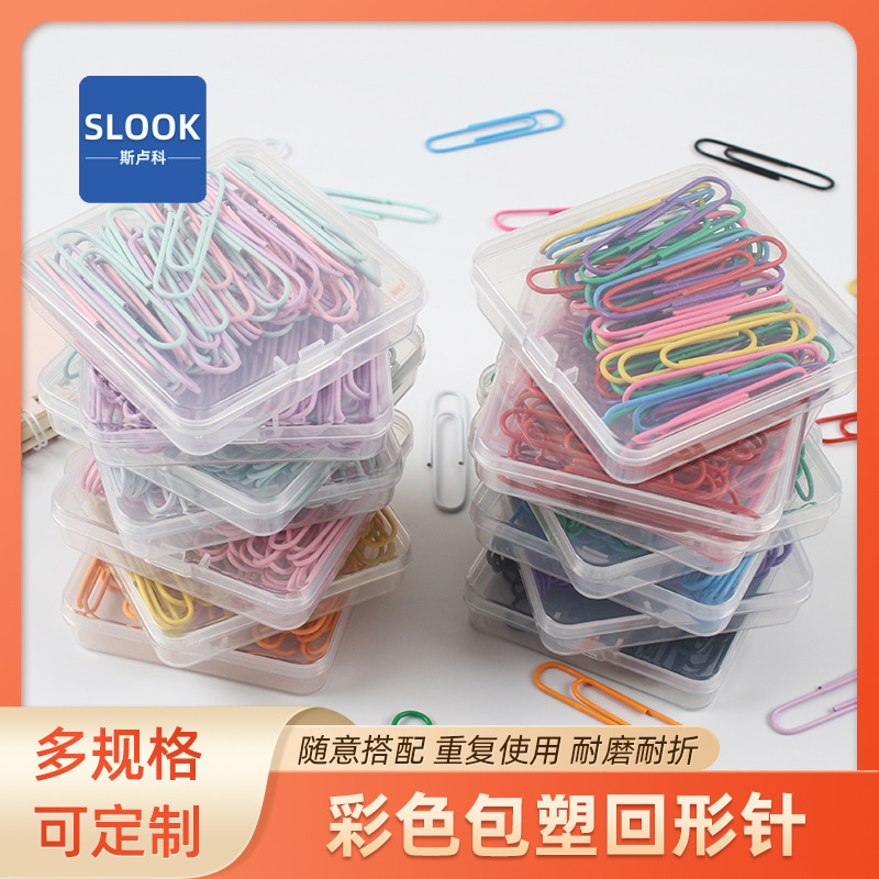 Juego de 50 Clips de Papel de Colores en Caja, Gran Tamaño de 50 mm, Clips de Papel en Forma de U para Oficina, Venta al por Mayor