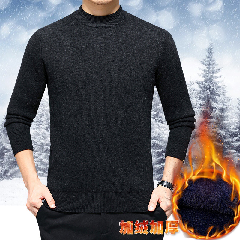 轻奢品牌加厚抗起球秋冬羊绒衫男士山羊绒保暖毛衣高半高领羊毛衫