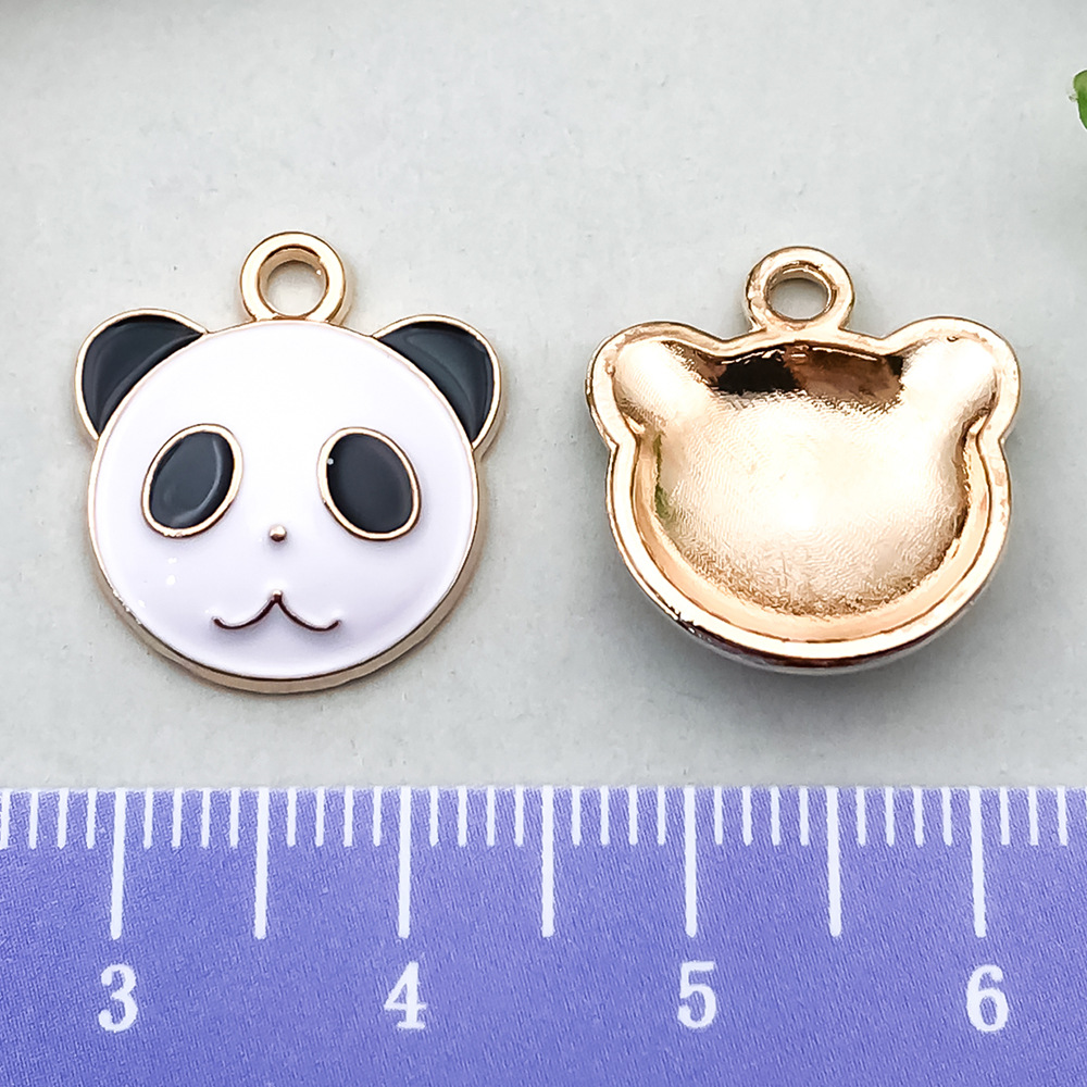 DIY dibujos animados panda bambú goteando aceite de aleación pendientes llavero animal colgante accesorios de joyería decoración de estilo chino