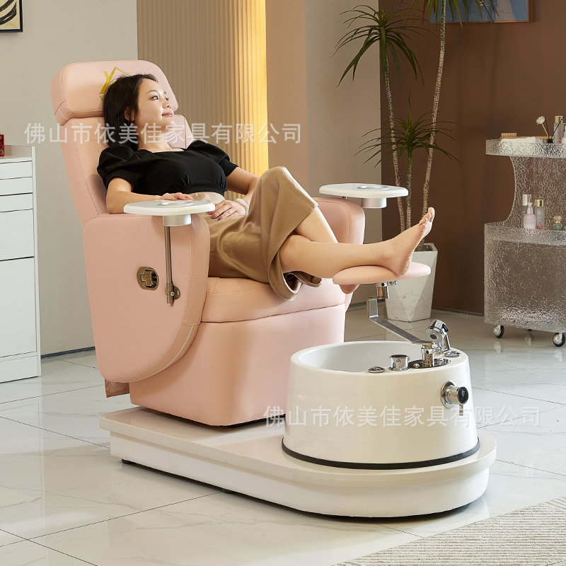 Sofá de manicura multifuncional reclinado plano y rotatorio para una sola persona, silla de baño de pies con bordado de cejas, silla de manicura, silla de terapia de pies