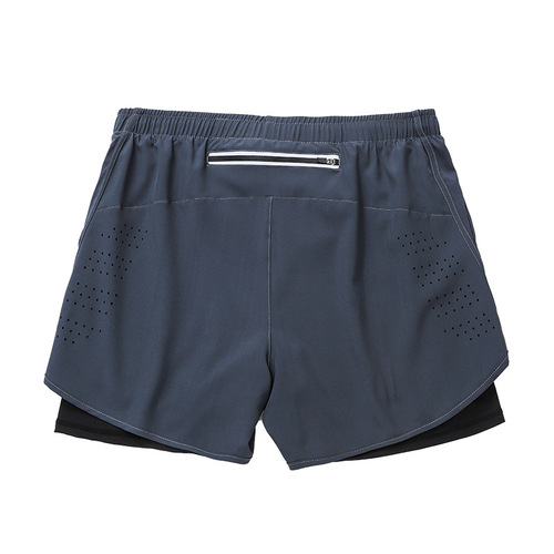 Summer sports shorts men's quick-drying breathable double-layer anti-exposure fake two-piece training three-point pants fitness running shorts