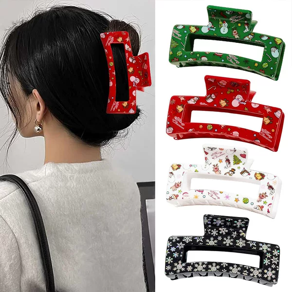 Cross-Border Hot-Selling Christmas Hairpin Elk Snowman Printed Hair Shark Clip Female Holiday Atmosphere Cartoon Hair Accessories