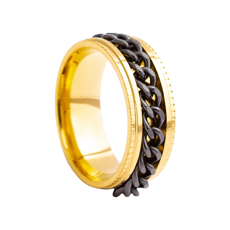 Heißer Verkauf Schmuck Herren Kette Drehen Edelstahl Dekompression Ring Standard-US-Größe Optional Multi-Color Matching_voghion.com