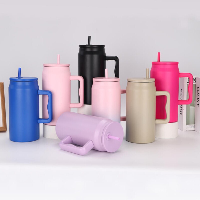 In-Stock 50oz Car Cup with Handle, Large Capacity Insulated Cup, Double-Layer Portable Jumbo 40 Ice Cup, Customizable