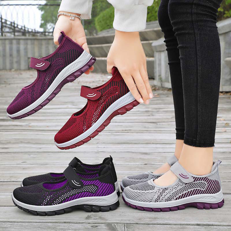 Zapatos de mujer zapatos casuales de verano universal velcro conveniente zapatos de malla transpirable zapatos de suela suave zapatos de madre