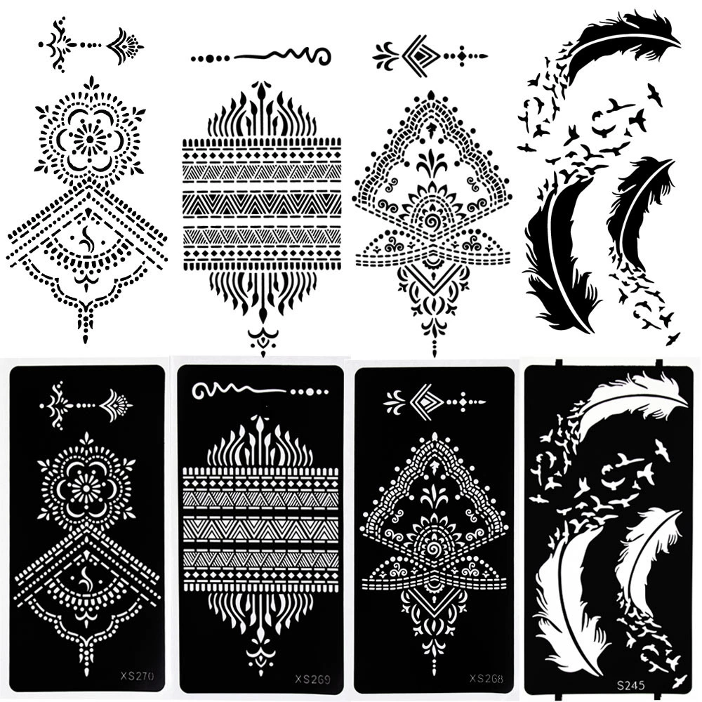Henna, inkjet template, painted tattoo stickers