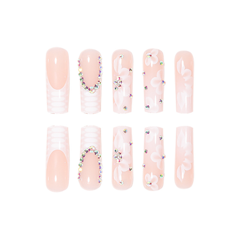 Europea y Americana de la novia desgaste de uñas de flores Francés usable etiqueta engomada de la serpiente patrón de cocodrilo falso de uñas producto terminado al por mayor