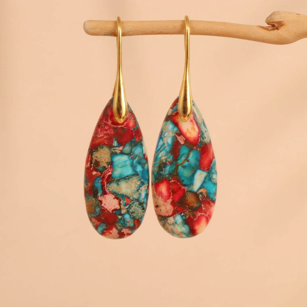Women's drop earrings blue color drop-shaped Emperor stone pendant earrings popular earrings earring