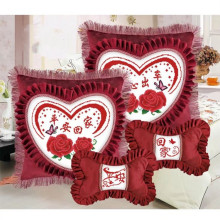 厂家直销新款十字绣抱枕彩色印花十字绣汽车靠垫四件套骨头枕清仓