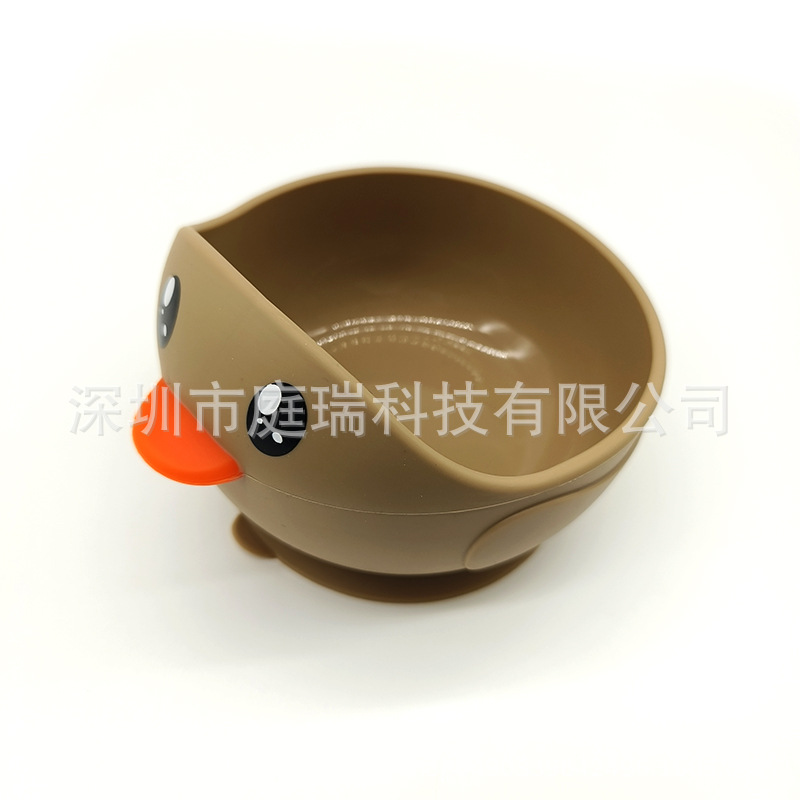 Cuenco de silicona pato suplemento alimenticio Tazón traje 316 tenedor cuchara lindo pollo lechón tazón de bebé resistente a la caída Tazón de cuchara traje