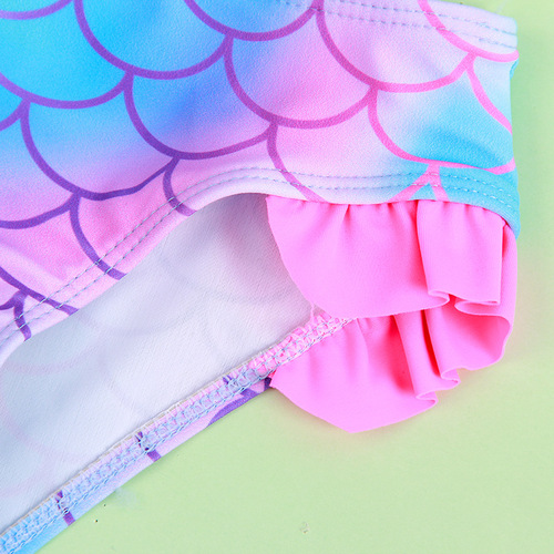 New girls split swimsuit fish scale print ruffles children's baby girl swimsuit comfortable high elasticity girl