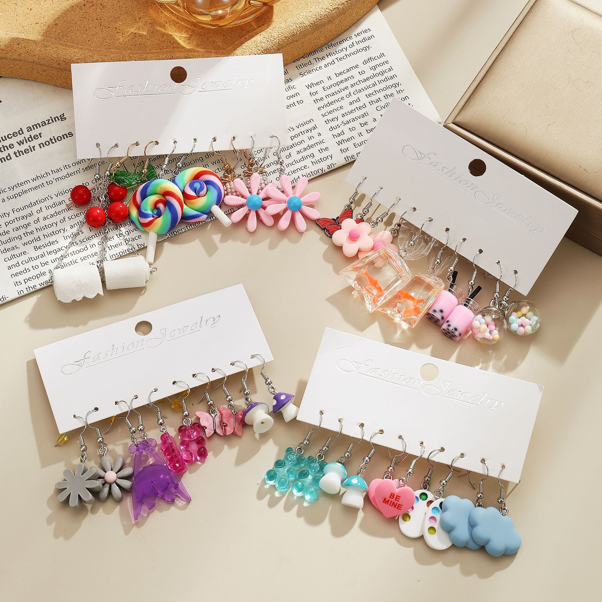 Plating Design 1 Set Cute Fruit Flower Duck Plating Arylic Drop Earrings