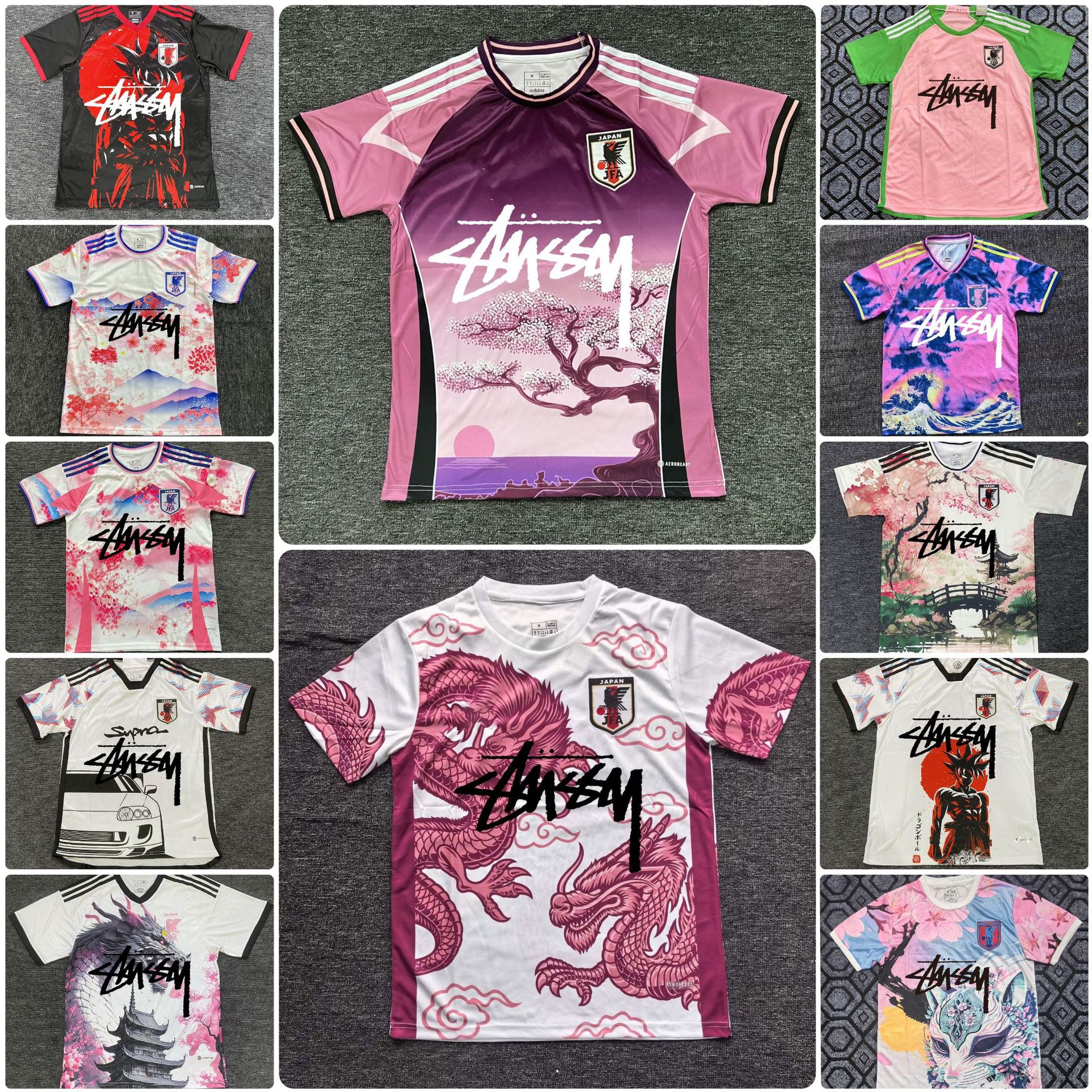 Stussy斯图西日本国家队球衣特别版动漫版足球小将足球服跨境代发