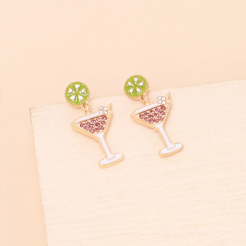 Cute Niche Design Wine Glass Earrings New Fashion Temperament Alloy Earrings display picture 4