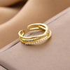 Small design advanced ring, one size zirconium from pearl, accessory, light luxury style