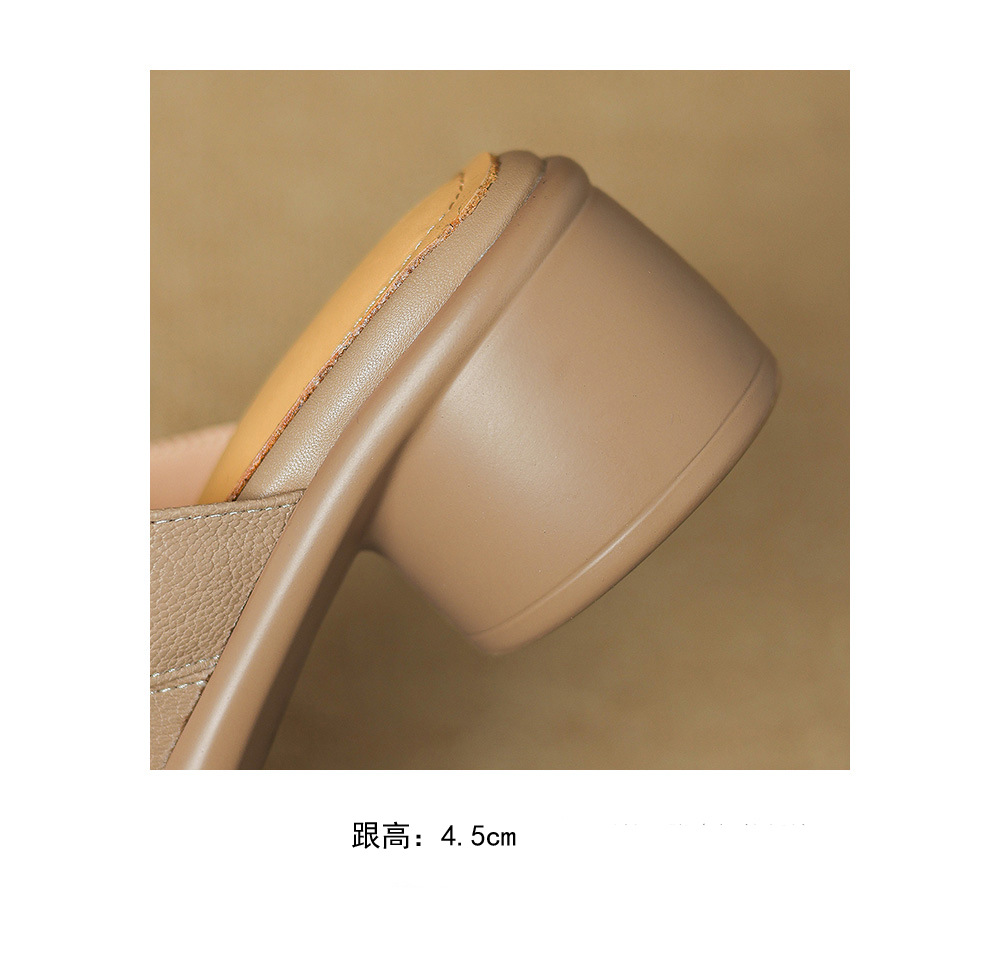 Sandal nữ hở mũi dệt da dê gót cao 7 cm — màu trắng ngà chi tiết 20