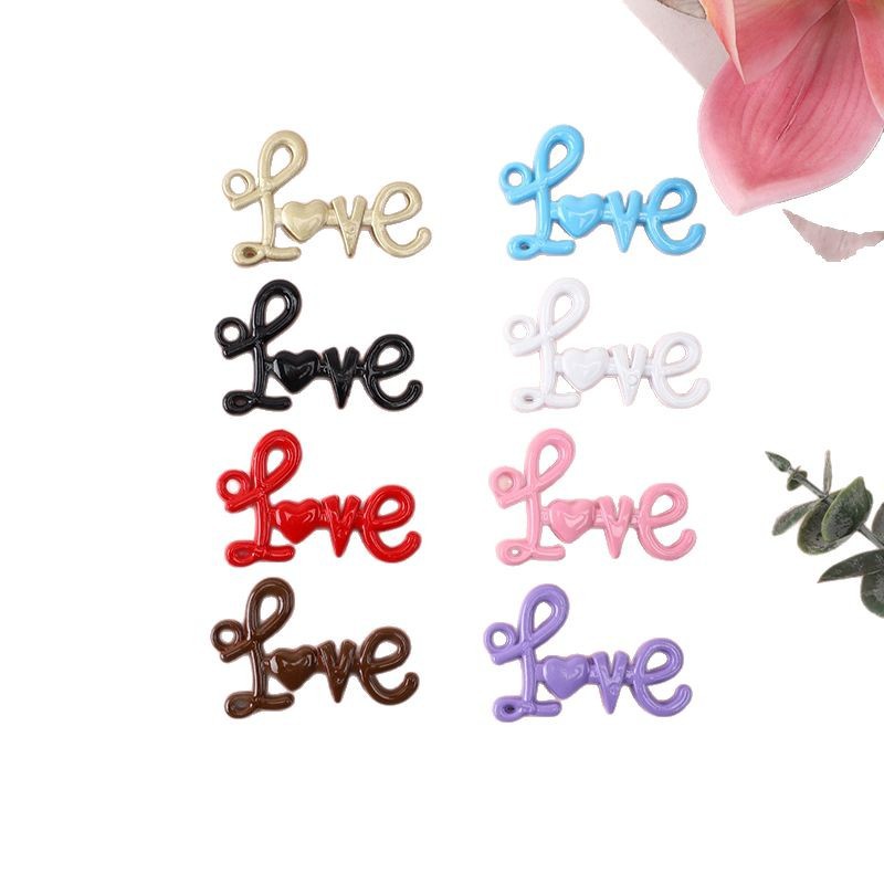 32 * 50mm personalidad acrílica pintura horneada agujero colgante LOVE DIY cuentas manuales cuentas colgantes de llaveras joyas