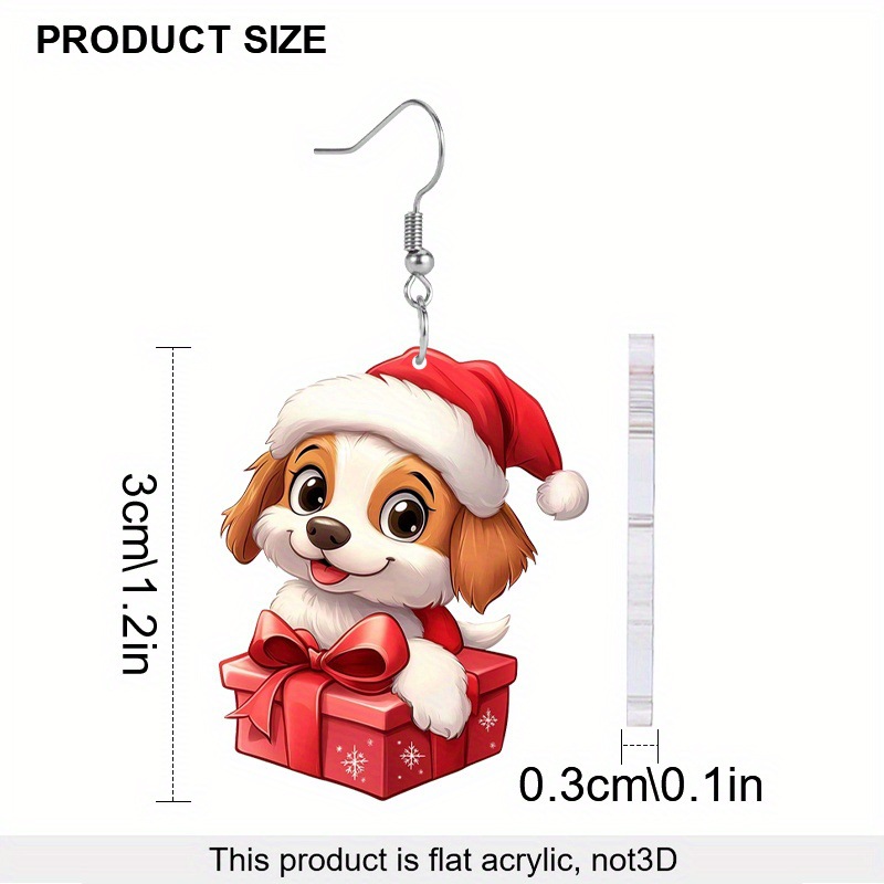 Happy-Ohrringe, süßes Hunde-Geschenkbox-Design aus Acryl, perfekt für Feiertagspartys und zum Anziehen._voghion.com