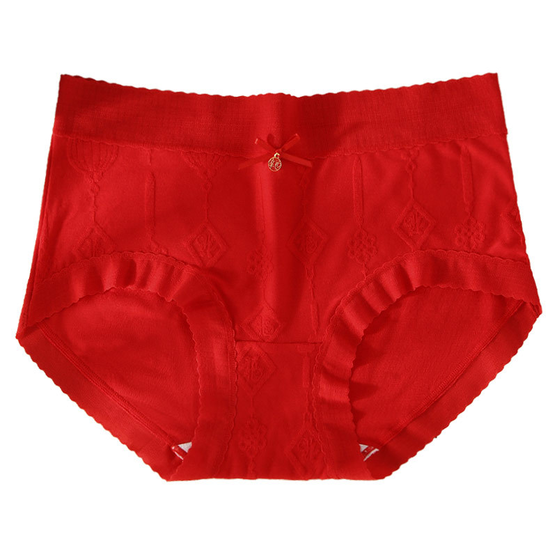 Año DE NACIMIENTO ropa interior roja entrepierna de algodón para mujer antibacteriano sin costuras cintura alta conejo año dragón boda calzoncillos de algodón