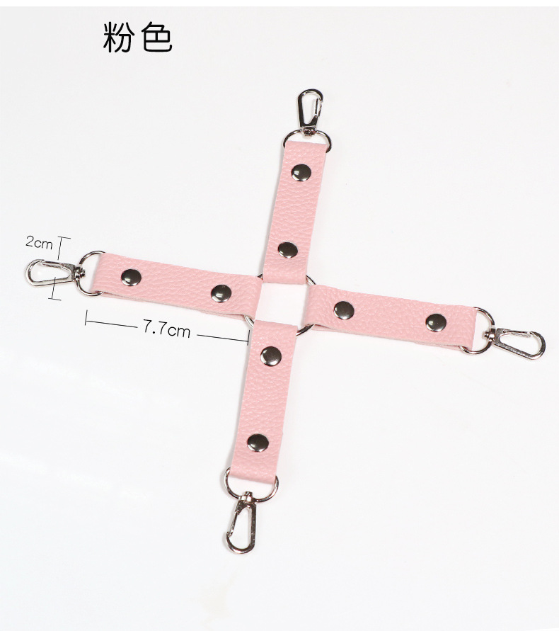 Textured Leather Bondage Set with Plush-Lined Handcuffs, Bracelet, Shackles and Neck Cover — detail image 10