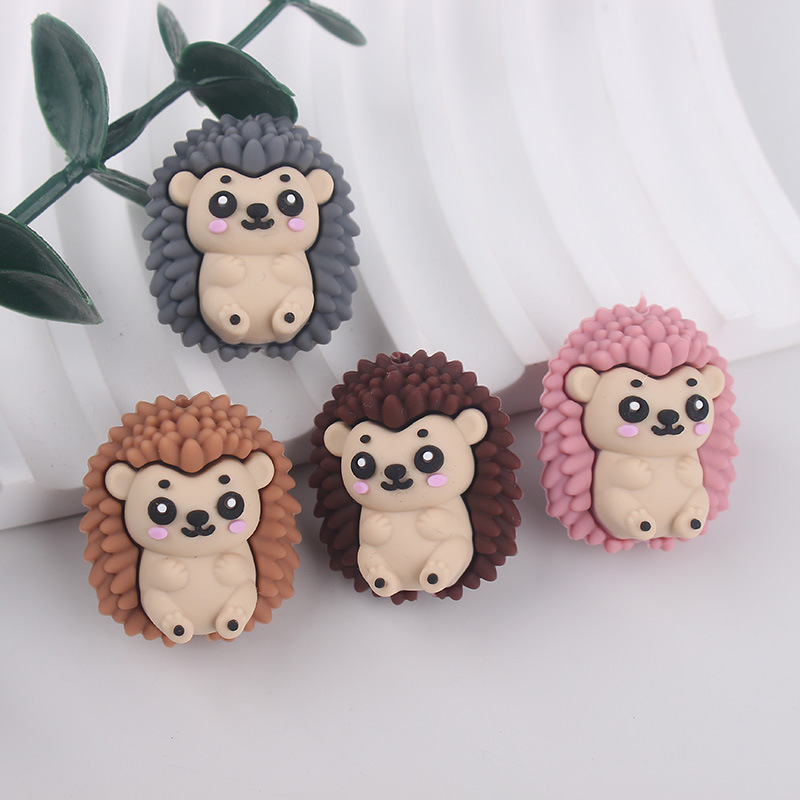 Nuevo erizo cuentas de silicona cuentas lindas de silicona de dibujos animados bolígrafo de cuentas de bricolaje mordedor para niños cadena anti-caída cuentas