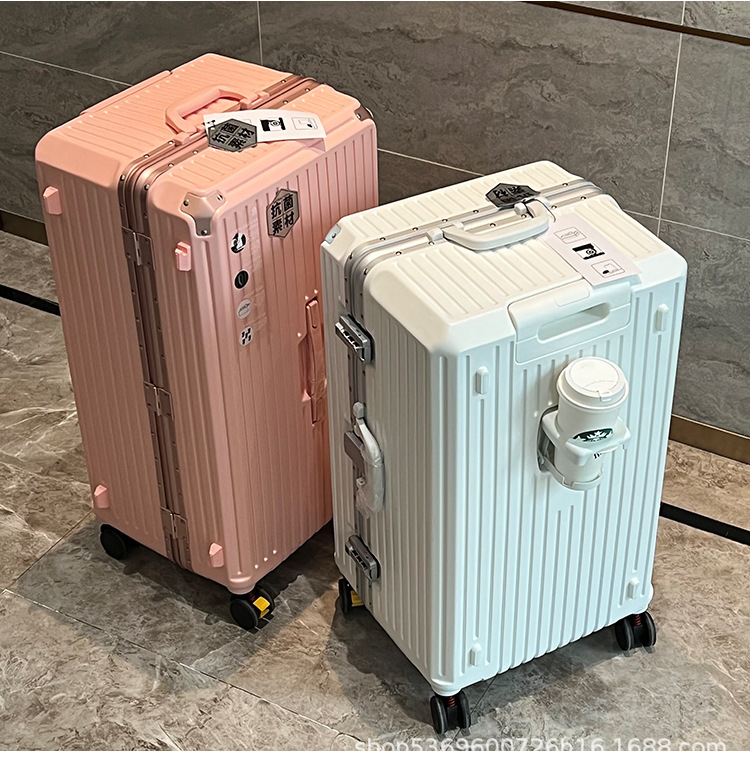 Oversized thickened large capacity luggage men's multi-functional cup holder universal brake wheel suitcase women's 30-inch 32 leather case