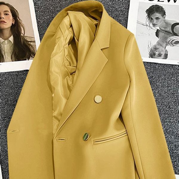 Cross-border Hot Selling Women's Suit Jacket Double Row Metal Buckle Commuter Style Korean Style Elegant Thin Spring Women's Jacket