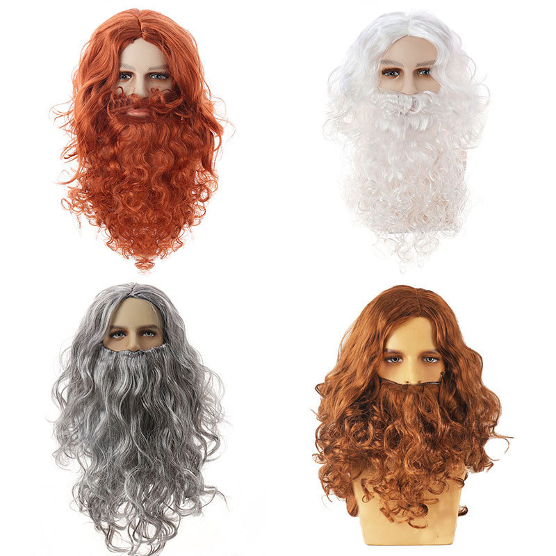 Amazon Santa Claus Wig Beard Full Set Jesus Wig European and American Long Curly Hair Christmas Wig Beard suit Amazon Santa Claus Wig Beard Full Set Jesus Wig European and American Long Curly Hair Christmas Wig Beard suit